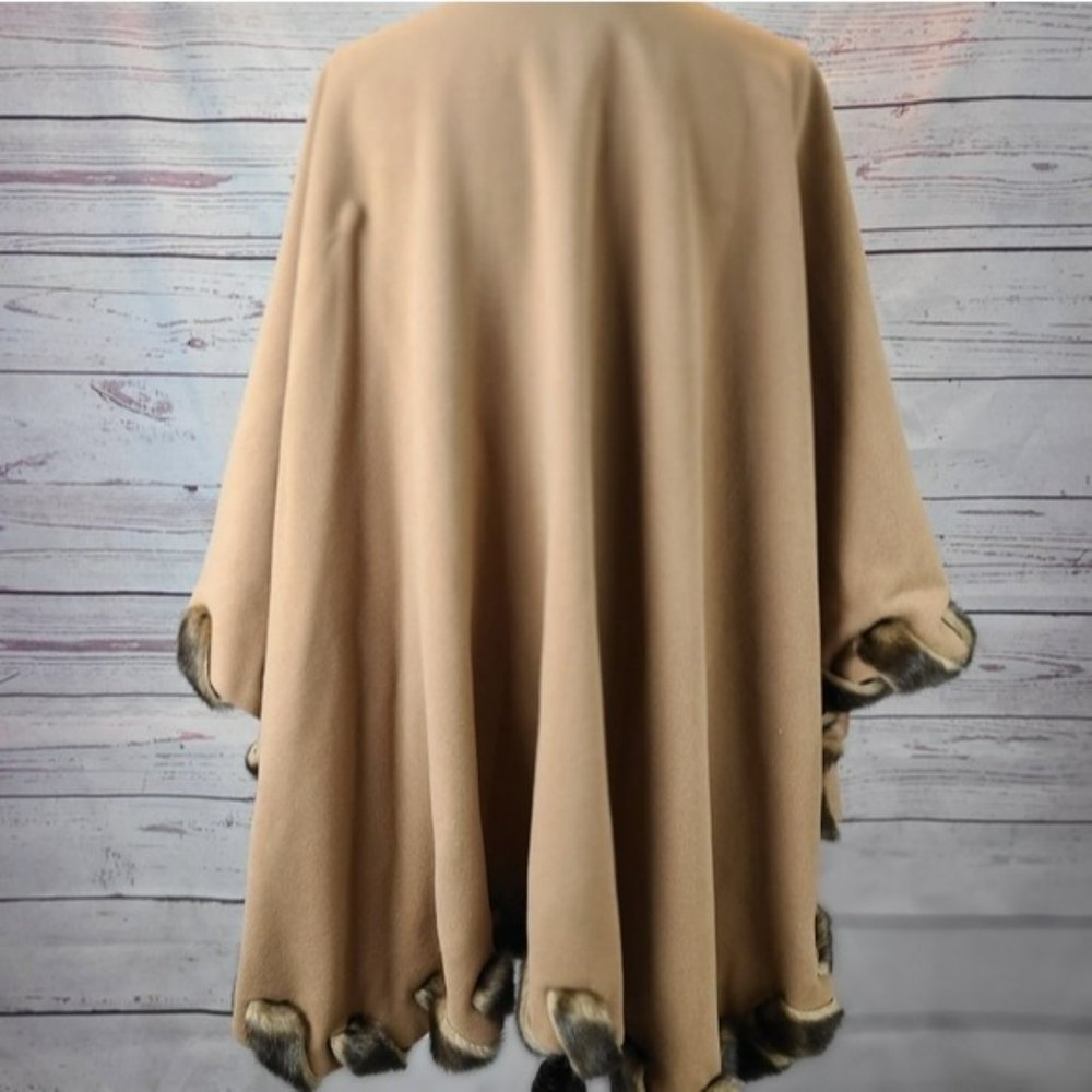 Fabulous Furs Faux Fur Trimmed Cape - Picture 3 of 3
